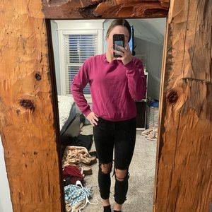 cropped purple crewneck